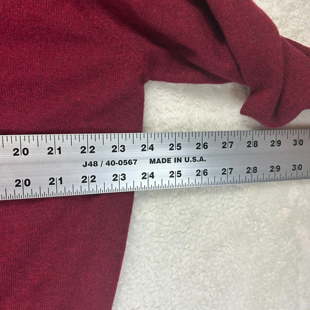 L.L. Bean Pullover Sweater Mens L Maroon V-Neck Cashmere Wool Long Sleeve VTG